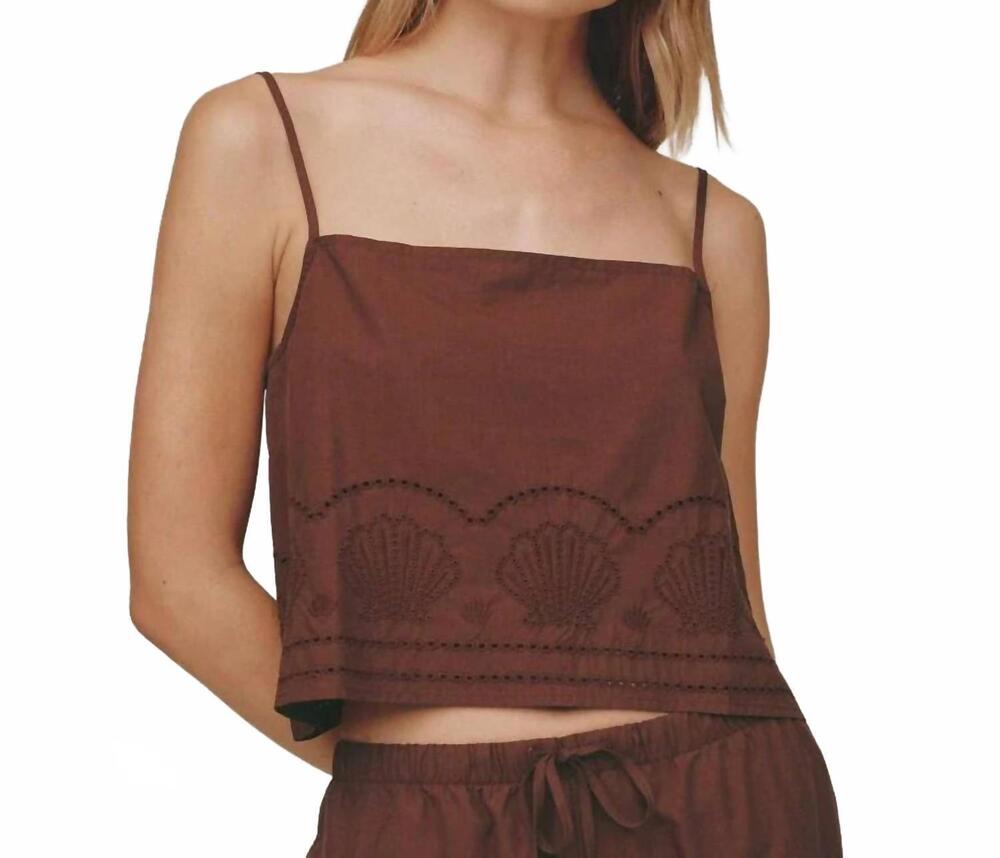 NEW BELLA DAHL button back crop top in sea glass brown